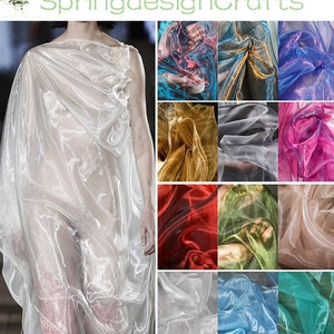 Organza Fabric By The Yard, Multicolor Iridescent Tulle, Soft Smooth Dresses Tulle Fabric, DIY Material, Stage Show Fabric