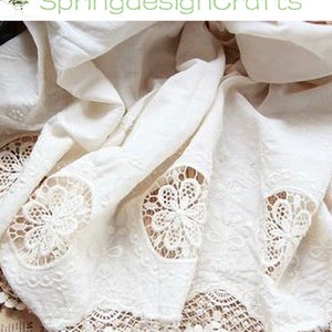 Tissu à oeillets à fleurs blanches : matériel de couture dentelle en coton brodé, tissu d&#39;ameublement pour mariage,