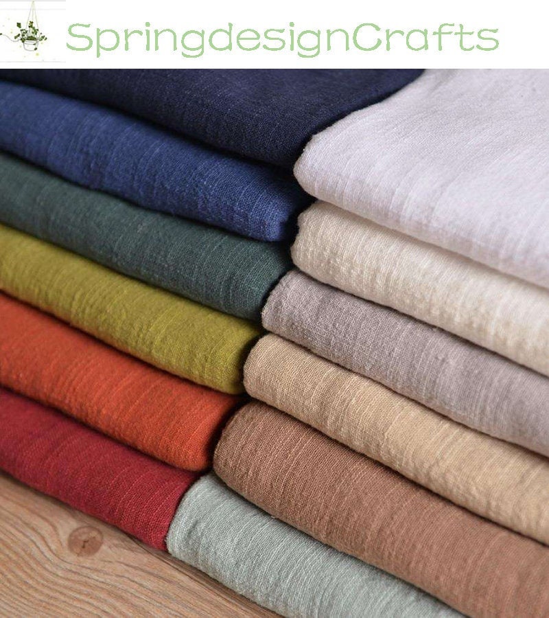 Solid Color Cotton Linen Fabric By The Yard, Colorful Dresses Cotton Linen Yarn Fabric, Soft Pure Color Linen Cotton Fabric, DIY Material