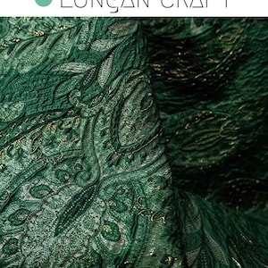 Green Jacquard Fabric: Retro Court Style Polyester Sewing Material, Sofa Chair Curtain Upholstery Fabric