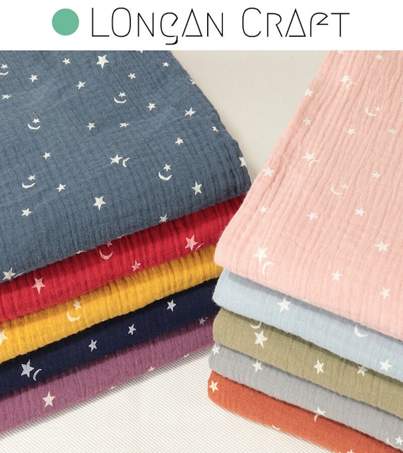 Double Cotton Gauze by the Yard Printed Star Moon Crinkled Muslin Fabric DIY Baby Kids Blanket Swaddling Material Soft 100 cotton Crepe Etsy Canada