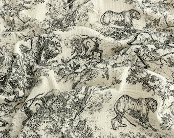 Retro Chinese Style Tiger Double Cotton Gauze Fabric: Crinkled Muslin, Blanket Swaddling Sewing Material