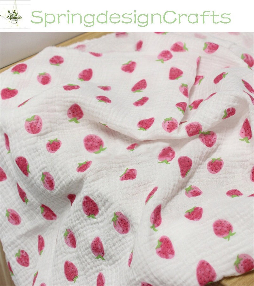 Strawberry Gauze, Double Cotton Gauze by the Yard,100 Pure Cotton
