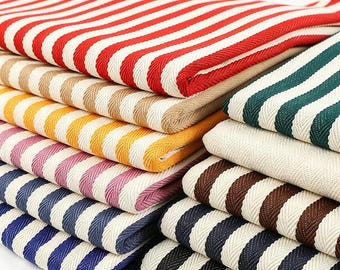 Stripe Polyester Duck Canvas Fabric: Durable Heavy Canvas, Bags Cushion Sewing Craft Upholstery Material