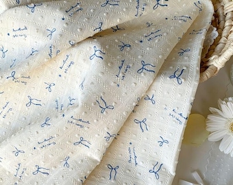 Dot Plaid Jacquard Cotton Fabric: Bowknot Prined, Dresses Blouse Garments Curtain Sewing Craft Material