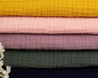 Triple Cotton Muslin Fabric: 100%Cotton Wrinkled Crinkle Gauze, Blanket Quilt Swaddles Sewing Material