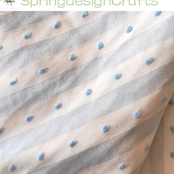 Swiss Dot Cotton Fabric: Blue White Stripe, Dresses Sewing Craft Material, Curtain Upholstery Fabric