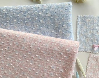 Floral Daisy Swiss Dot Cotton Fabric: Stripe Jacquard, Dresses Blouse Garments Sewing Craft Material