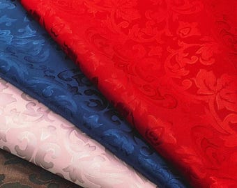 Floral Jacquard Satin Fabric: Stretch Polyester Spandex Blend, Sofa Chair Curatin Upholstery Fabric
