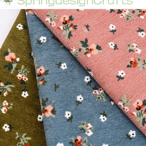 Floral Corduroy Fabric, Colorful Flowers Elastic Corduroy Fabric, DIY Clothes Dresses Material, Home Decoration Fabric, Dresses Fabric