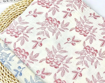 Tela de gasa de algodón doble con estampado floral: muselina arrugada, ideal para envolver bebés, mantas y manualidades de costura.