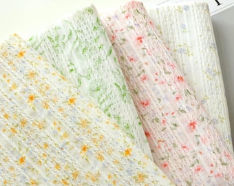 Floral Jacquard Cotton Fabric: Hollowed Lace, Dresses Shirt Garments Sewing Fabric, DIY Craft Material