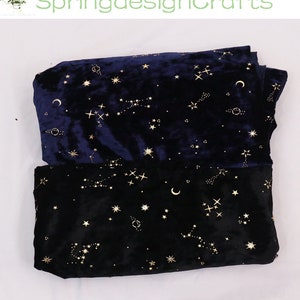 Star Velvet Fabric, Glitter Starry Sky Meteor Velvet Fabric, Black Blue Velvet Fabric, DIY Material, Winter Dress Fabric, By The Yard
