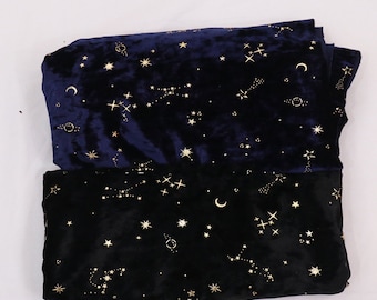Star Velvet Fabric: Glitter Starry Sky Meteor, Black Blue DIY Material, Dresses Blouse Fabric