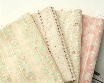 Floral Stripe Jacquard Cotton Fabric: Dresses Clothes Garments Sewing Fabric, Curtain Upholstery Craft Material