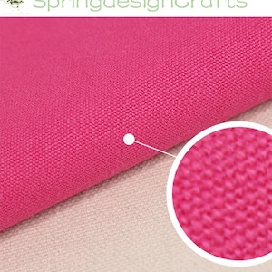 May include: A vibrant hot pink fabric with a visible woven texture. The material features a tight, uniform weave pattern. A circular inset provides a magnified view of the fabric surface, highlighting the individual threads and the consistent pink colour.