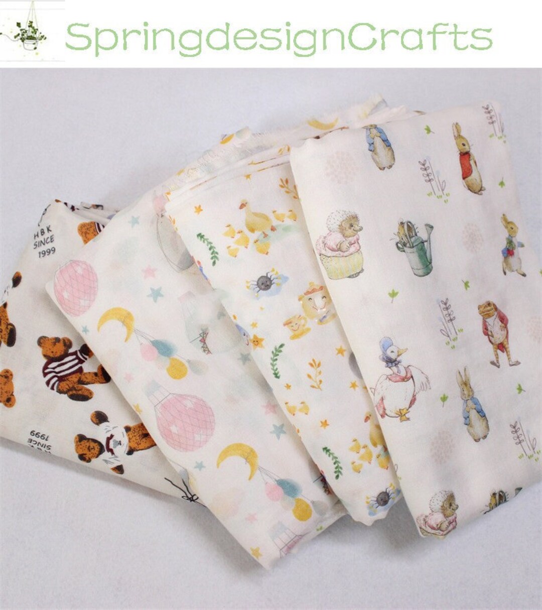 Double Gauze Fabric by the Yard, Animal Bamboo Cotton Double Gauze