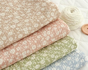 Floral Print Double Cotton Gauze Fabric: Crinkled Muslin, Swaddling Blanket Quilt Craft Sewing Material