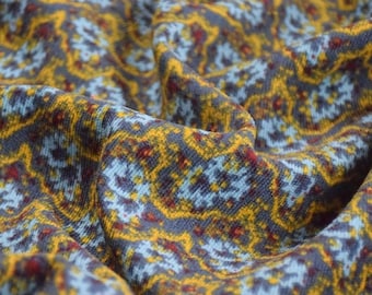 Retro Floral Corduroy Fabric: 21 Wale Geometric Pattern, Garments Doll Clothes Sewing Craft Material