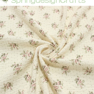 Floral Print Cotton Gauze Fabric: Crinkled Muslin By The Yard, Sewing Craft Material