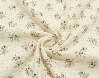 Floral Print Cotton Gauze Fabric: Crinkled Muslin By The Yard, Sewing Craft Material