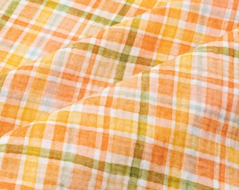 Colorful Plaid Double Cotton Gauze Fabric: Crinkled Muslin, Baby Swaddling Blanket Garments Sewing Material