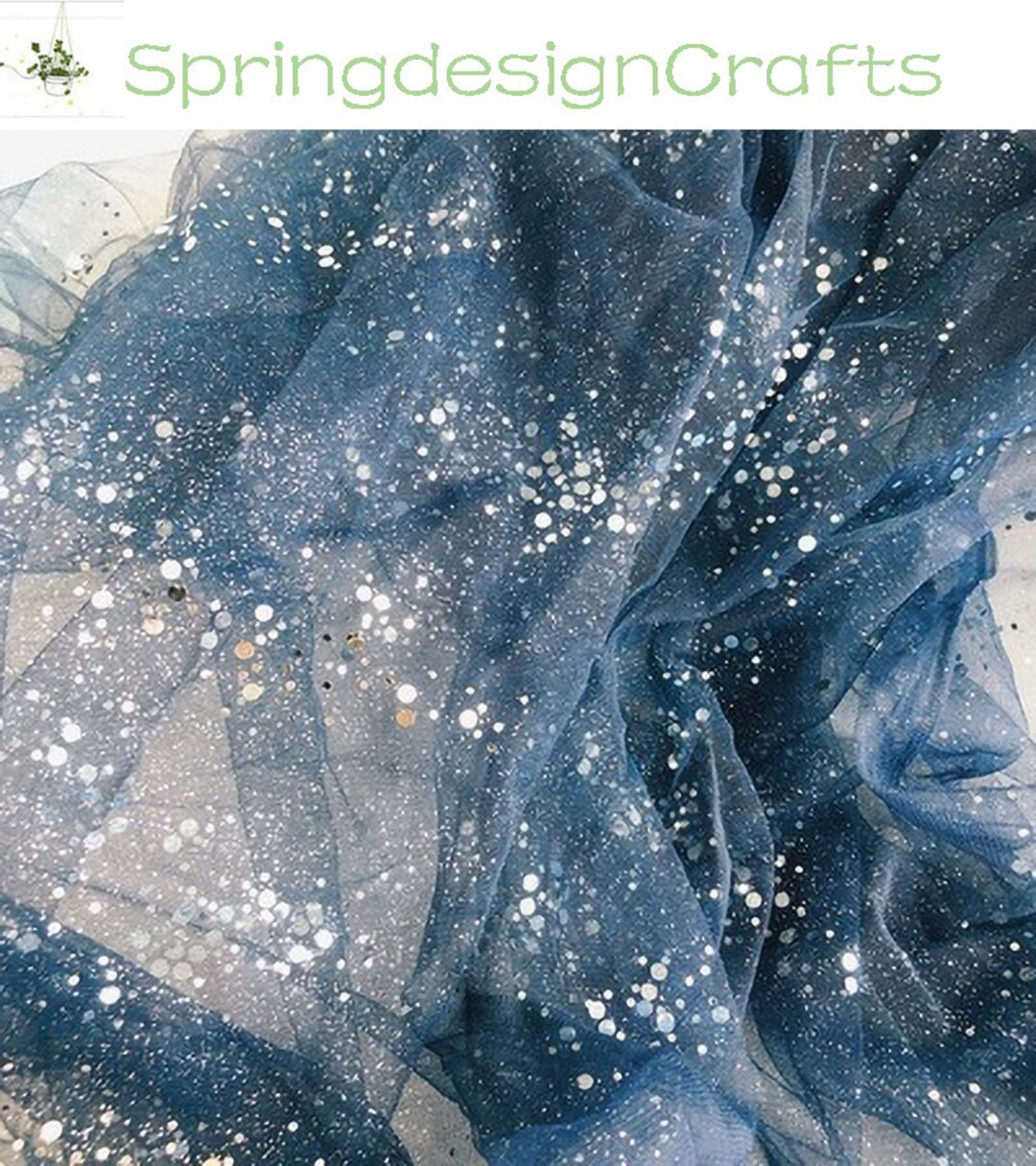 Sequin Tulle Fabric, Multicolor Glitter Sequin Tulle, Blue Pink Sequin