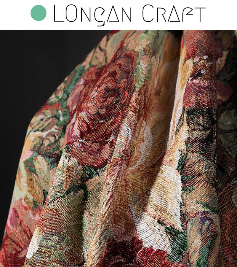 Tissu Jacquard Floral – 40% Coton, 60% Lin – Style Ethnique Rétro – Pour Vêtements, Kimono