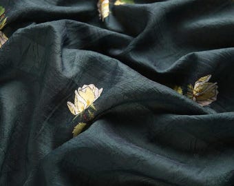 Floral Embroidered Tencel Fabric: Rose Flower Jacquard, Dresses Sewing Curtain Upholstery Craft Material