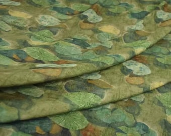 Chinoiserie Lotus Leaves Tencel Cotton Fabric: Dresses Shirt Sewing Craft Curtain Upholstery Material