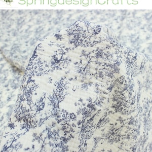 Gaze florale, double gaze 100 % coton à fleurs imprimées, tissu crêpe de coton froissé, matériel de couture pour couverture pour vêtements de bébé à faire soi-même