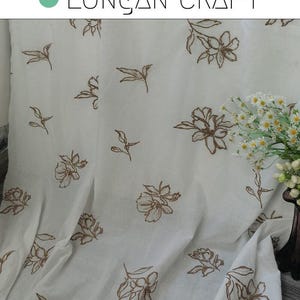 Floral Embroidered Cotton Fabric: DIY Dress, Blouse, Curtain Material
