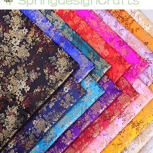 Floral Brocade Fabric, Colorful Flower Print Brocade, DIY Sewing Material,  By The Yard, Home Decoration Fabric, Chinese Style Fabric