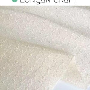Cotton Eyelet Fabric, Flower Embroidered Cotton Eyelet Fabric, DIY Dresses Blouse Sewing Craft Material, Curtain Upholstery Fabric
