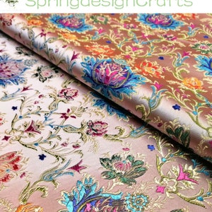 Flower Brocade Fabric By The Yard, Silk Jacquard Brocade Fabric, DIY Material, Chinese Style Fabric