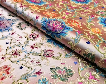 Floral Brocade Fabric: Chinese Style, Jacquard, Polyester, DIY Sewing Craft Upholstery Material