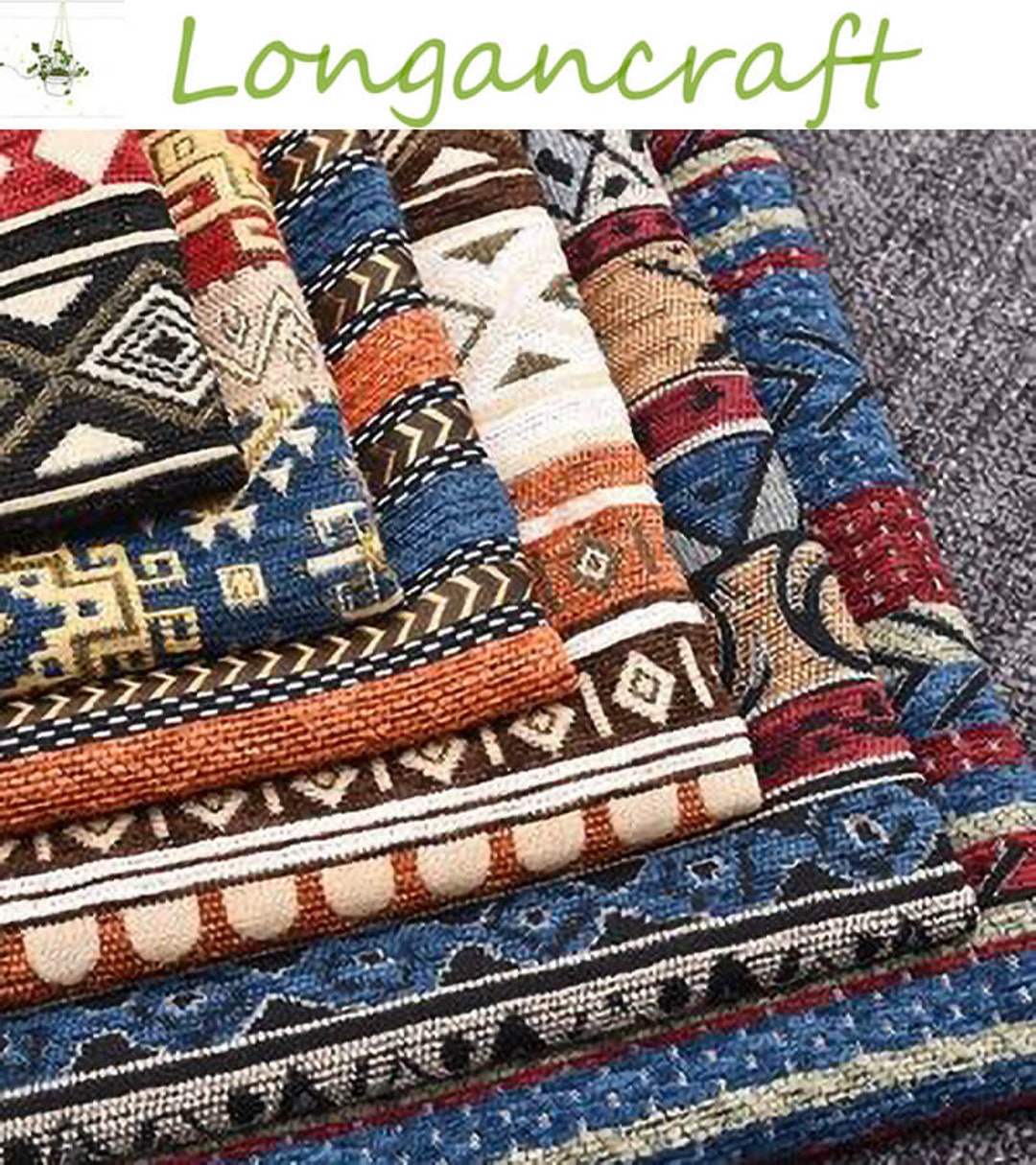 Chenille Fabric by the Yard, Jacquard Stripe Chenille Fabric, Bohemia