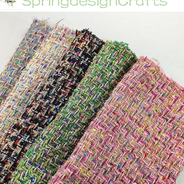 Tweed Fabric, Colorful Glitter Tweed Fabric, Grid Tweed Fabric For Dresses Coats, DIY Material, Fashion Thick Fabric
