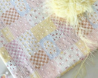 Stripe Jacquard Swiss Dot Cotton Fabric: Floral Printed, Dresses Garments Quilting Sewing Craft Material