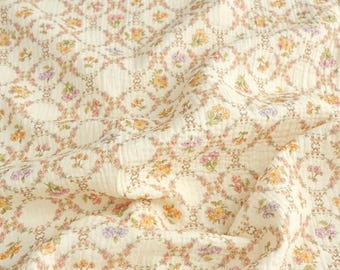 Floral Double Cotton Gauze Fabric: Printed Crinkled Muslin, Blanket Swaddling Clothes Sewing Craft Material