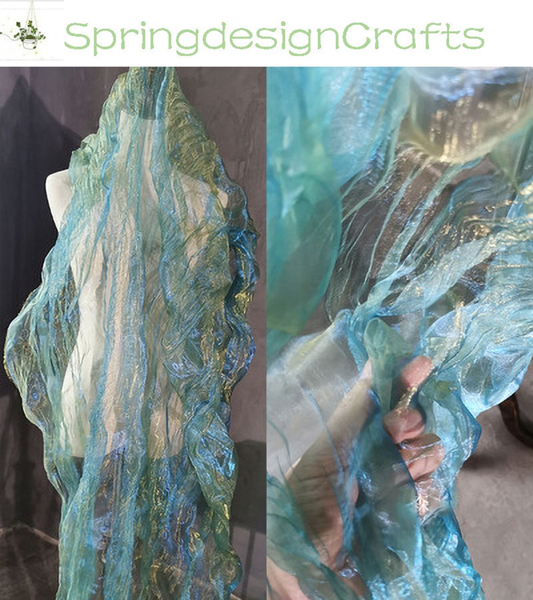 Organza Fabric by the Yard, Gradient Blue Organza Fabric, Dresses Organza Fabric, DIY Material ...