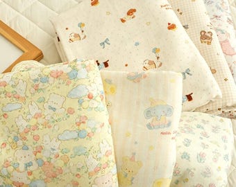 Animal Printed Double Gauze Fabric: 100%Cotton Crinkled Muslin, Baby Blanket Swaddling Sewing Material