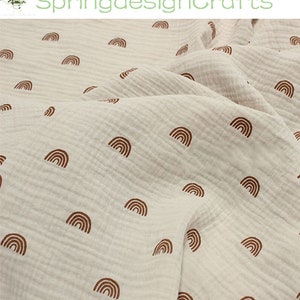 Rainbow Printed Double Gauze Fabric:100% Cotton, Crinkled Muslin Crepe, DIY Sewing Craft