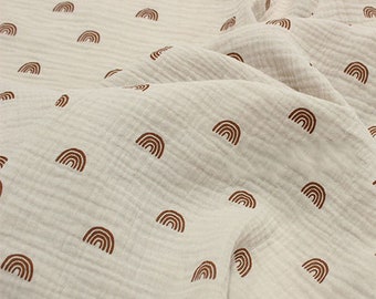 Rainbow Printed Double Gauze Fabric:100% Cotton, Crinkled Muslin Crepe, DIY Sewing Craft