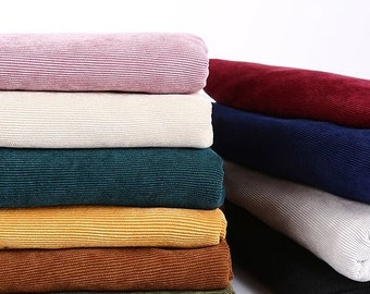 Solid Color Corduroy Fabric By The Yard: 16 Wale Polyester, Sewing Craft Upholstery Material