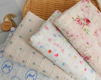 Floral Jacquard Cotton Fabric: Flower Bowknot Dots Print, Dresses Blouse Garments Curtain Sewing Material