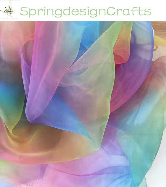Rainbow Organza Tulle Fabric: Soft Polyester Sewing Material, Stage Dresses Fabric - By The Yard