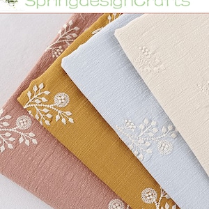 Floral Embroidered Cotton Fabric, Embroidery Flowers Cotton Fabric, DIY Sewing Material, Dresses Fabric, Quilting Fabric, By The Yard
