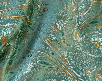 Floral Jacquard Brocade Fabric: Retro Style Polyester Sewing Material,  Sofa Chair Upholstery Fabric