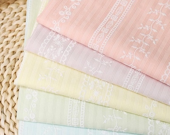Floral Stripe Jacquard Cotton Fabric: Dresses Blouse Sewing Craft Material, Curtain Decor Fabric